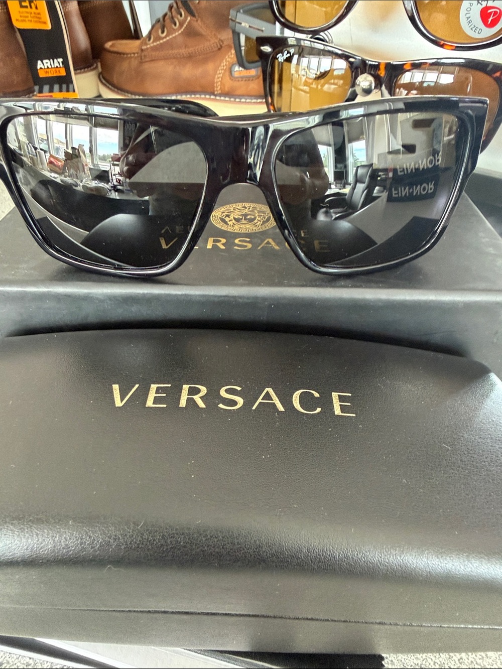 Versace Black Men's Sunglasses with Dark Lenses